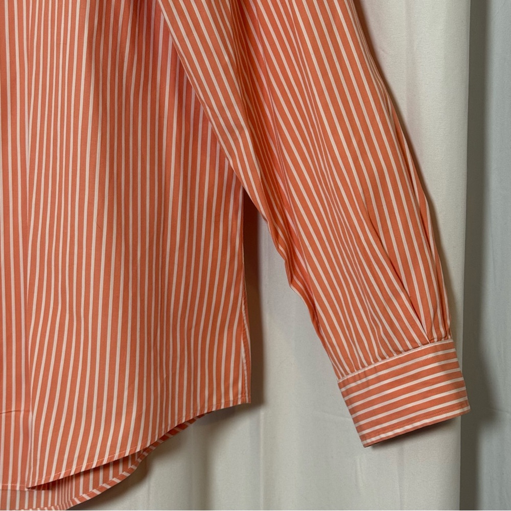 Ralph Lauren Custom Fit Striped Button Down Shirt Mens 17.5 XL Orange White - Picture 6 of 10